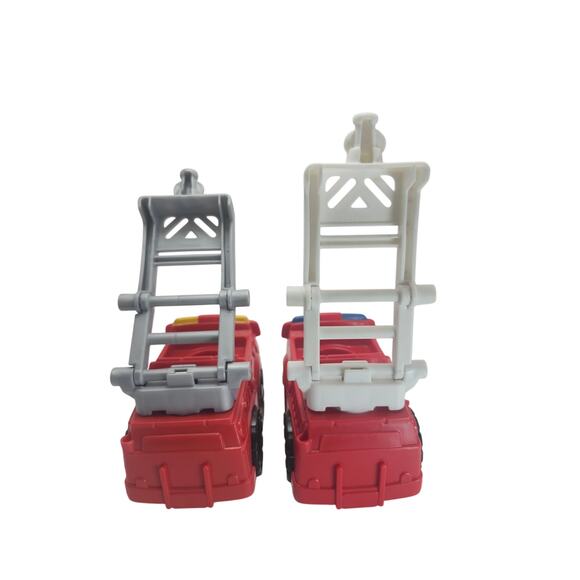 Fisher Price Little People Fire Engine Pair Ladder Trucks w/ 2 Firefighters Set - Picture 6 of 9